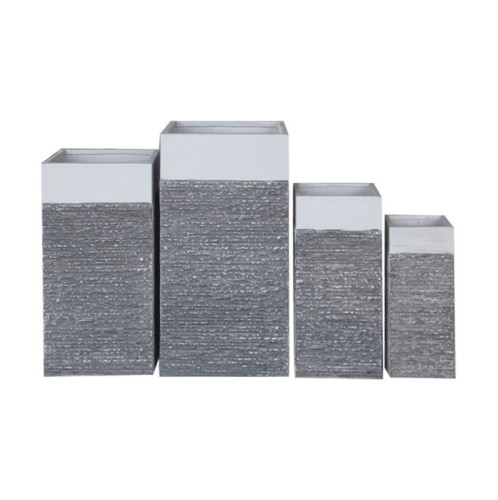 FLOWER POT-10 Set 4 τεμαχίων: 20x20x50 + 27x27x60 + 34x34x70 + 41x41x80 Απόχρωση Black Wash Άσπρο