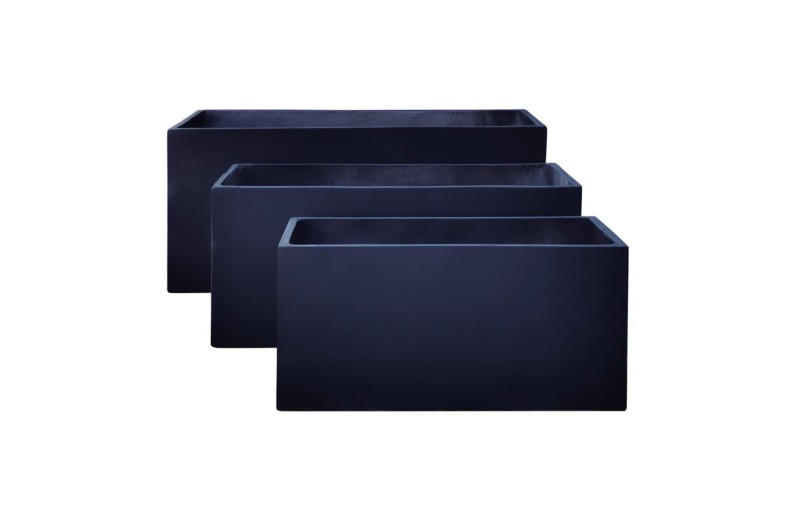 FLOWER POT-12 Set 3 τεμαχίων: 80x40x40cm + 100x45x45cm + + 122x55x55 Απόχρωση Dark Grey Ανθρακί