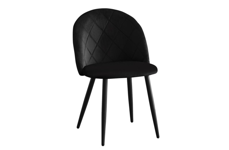 BELLA Καρέκλα Τραπεζαρίας, Μέταλλο Βαφή Μαύρο, Ύφασμα Velure Απόχρωση Μαύρο Γκρι