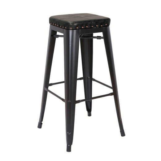 RELIX Σκαμπό Bar-Pro, Στοιβαζόμενο, Μέταλλο Βαφή Μαύρο Matte, Pu Μαύρο