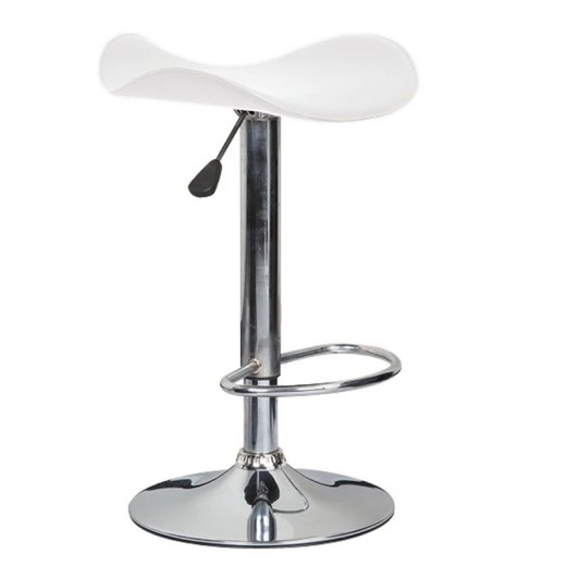 SADDLE Σκαμπό BAR, Βάση Χρώμιο, Pvc Άσπρο, Ρύθμιση Ύψους, Περιστρεφόμενο Άσπρο