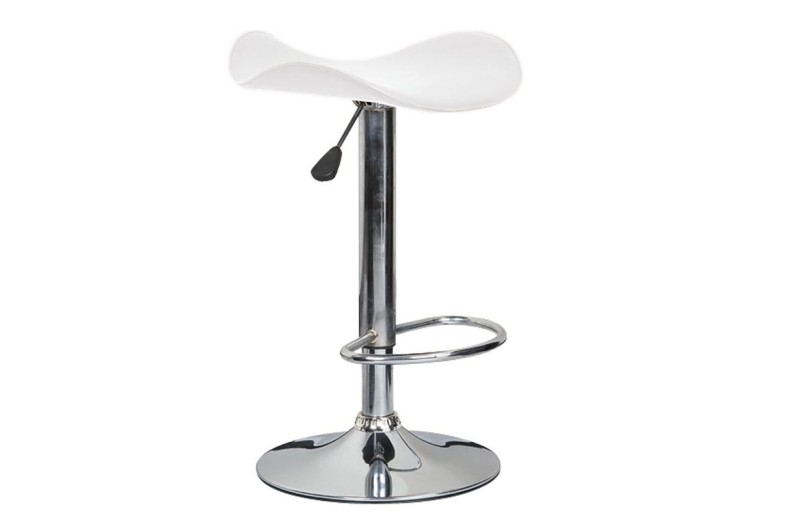 SADDLE Σκαμπό BAR, Βάση Χρώμιο, Pvc Άσπρο, Ρύθμιση Ύψους, Περιστρεφόμενο Άσπρο