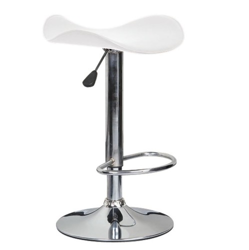 SADDLE Σκαμπό BAR, Βάση Χρώμιο, Pvc Άσπρο, Ρύθμιση Ύψους, Περιστρεφόμενο Άσπρο