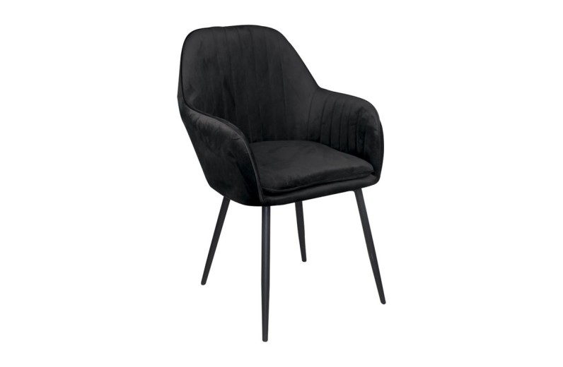VALERY Πολυθρόνα Μέταλλο Βαφή Μαύρο, Ύφασμα Velure, Απόχρωση Μαύρο (2τμχ)