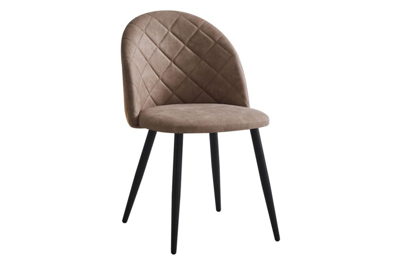 BELLA Καρέκλα Τραπεζαρίας, Μέταλλο Βαφή Μαύρο, Ύφασμα Απόχρωση Suede Μπεζ Μαύρο