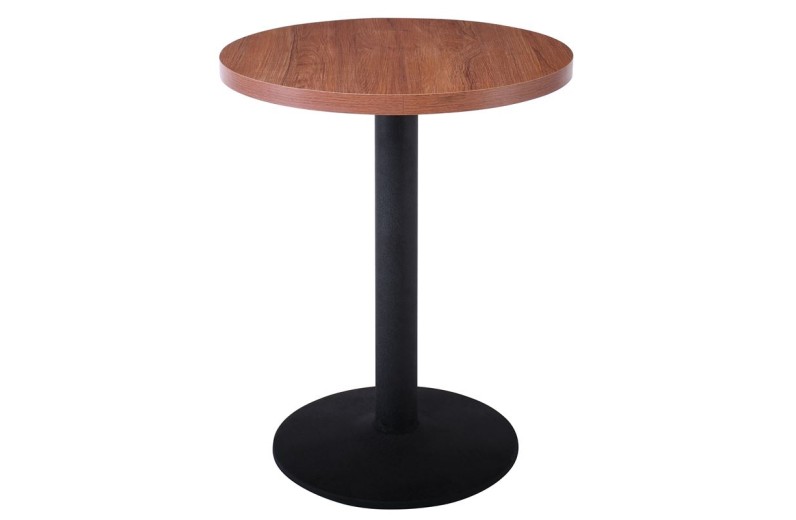 MARCO Τραπέζι Στρογγυλό Επιφάνεια Melamine Καρυδί Βάση Μέταλλο Μαύρο Φ45cm Καρυδί