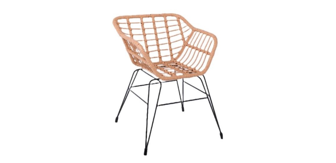 SALSA-S Πολυθρόνα Κήπου, Μέταλλο Βαφή Μαύρο, Wicker Φυσικό (χωρίς μαξιλάρι) Μαύρο