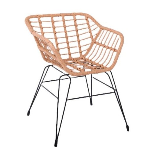 SALSA-S Πολυθρόνα Κήπου, Μέταλλο Βαφή Μαύρο, Wicker Φυσικό (χωρίς μαξιλάρι) Μαύρο