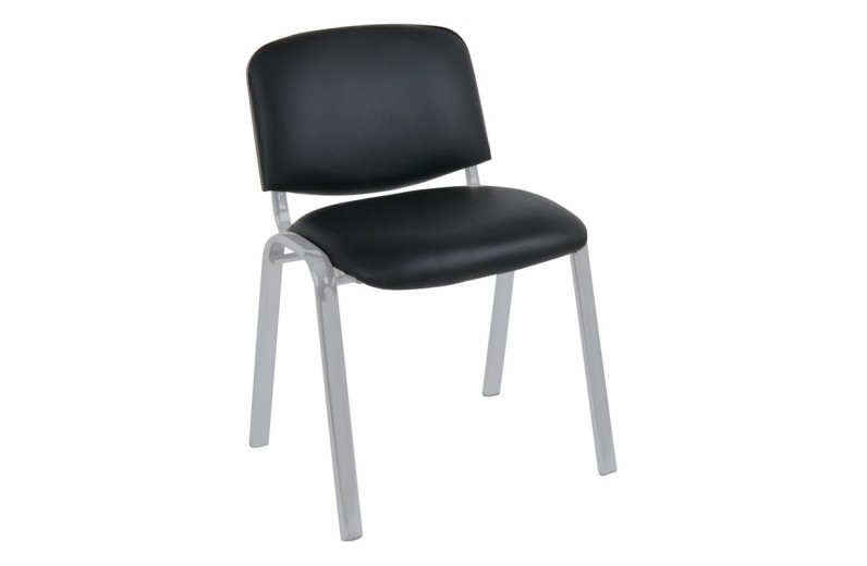 SIGMA Καρέκλα Στοιβαζόμενη Γραφείου Επισκέπτη, Μέταλλο Βαφή Silver, PVC Μαύρο