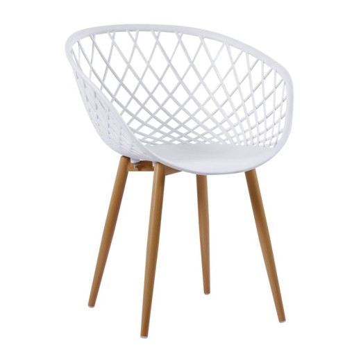 REX Πολυθρόνα-Pro Μέταλλο Βαφή Φυσικό, PP-UV Άσπρο Άσπρο