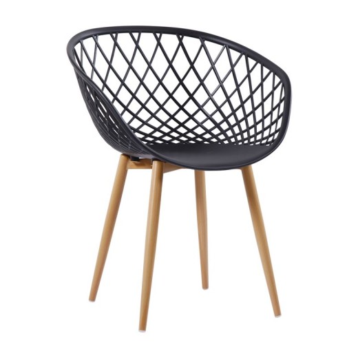 REX Πολυθρόνα-Pro Μέταλλο Βαφή Φυσικό, PP-UV Μαύρο Μαύρο