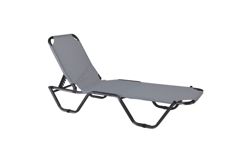 CRETA Ξαπλώστρα Αλουμινίου Ανθρακί, Textilene Γκρι, Στοιβαζόμενη Ανθρακί