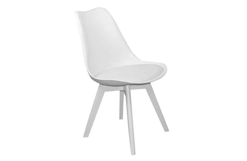 MARTIN Καρέκλα Ξύλο Άσπρο, PP Άσπρο Μονταρισμένη Ταπετσαρία (4τμχ)