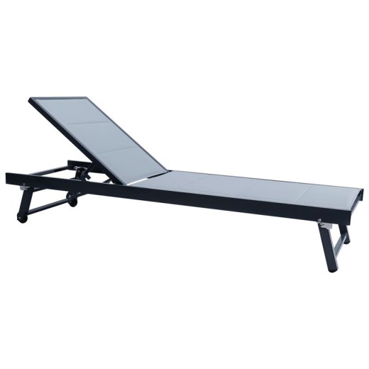 POOL Ξαπλώστρα, Αλουμίνιο Βαφή Ανθρακί, Textilene Γκρι Ανθρακί