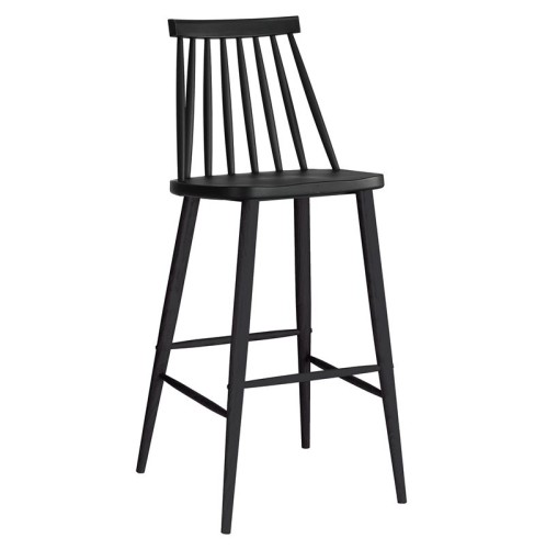 LAVIDA Σκαμπό BAR με Πλάτη, Μέταλλο Βαφή Μαύρο, PP Μαύρο (4τμχ)