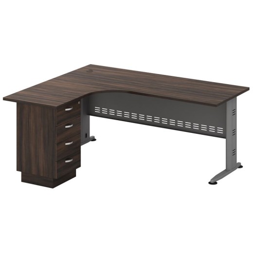 SUPERIOR Γραφείο Αριστερή Γωνία - Απόχρωση Γκρι - Σκούρο Καρυδί Γκρι