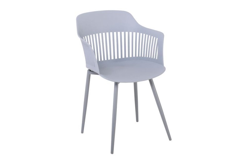 LOUISE Πολυθρόνα Μέταλλο Βαφή Γκρι, PP-UV Γκρι (εκτός συσκευασίας)