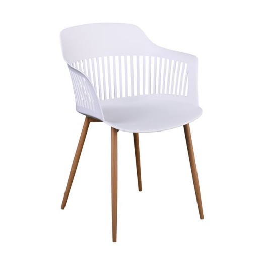 LOUISE Πολυθρόνα Μέταλλο Βαφή Φυσικό, PP-UV Άσπρο (εκτός συσκευασίας) Άσπρο