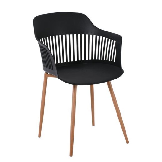 LOUISE Πολυθρόνα Μέταλλο Βαφή Φυσικό, PP-UV Μαύρο (εκτός συσκευασίας) Μαύρο