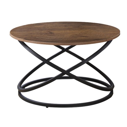 TORRE Τραπεζάκι Σαλονιού- Καθιστικού, Μέταλλο Βαφή Μαύρο, Απόχρωση Καρυδί Καρυδί