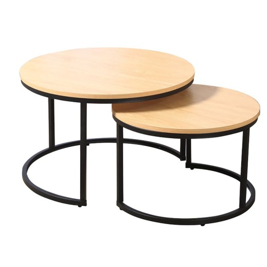 BOZZI Set-2 Τραπεζάκια Σαλονιού-Καθιστικού, Μέταλλο Βαφή Μαύρο, Απόχρωση Φυσικό Μαύρο