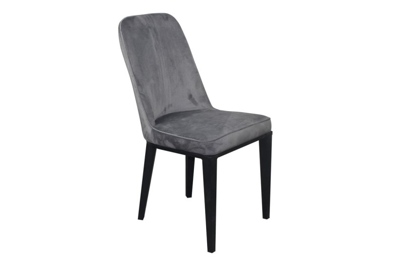 CASTER Καρέκλα Τραπεζαρίας Κουζίνας, Μέταλλο Βαφή Μαύρο Ύφασμα Velure Γκρι Γκρι