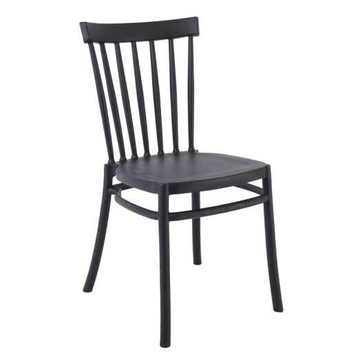WINDSOR Καρέκλα Τραπεζαρίας Κήπου Στοιβαζόμενη, PP Μαύρο UV Protection