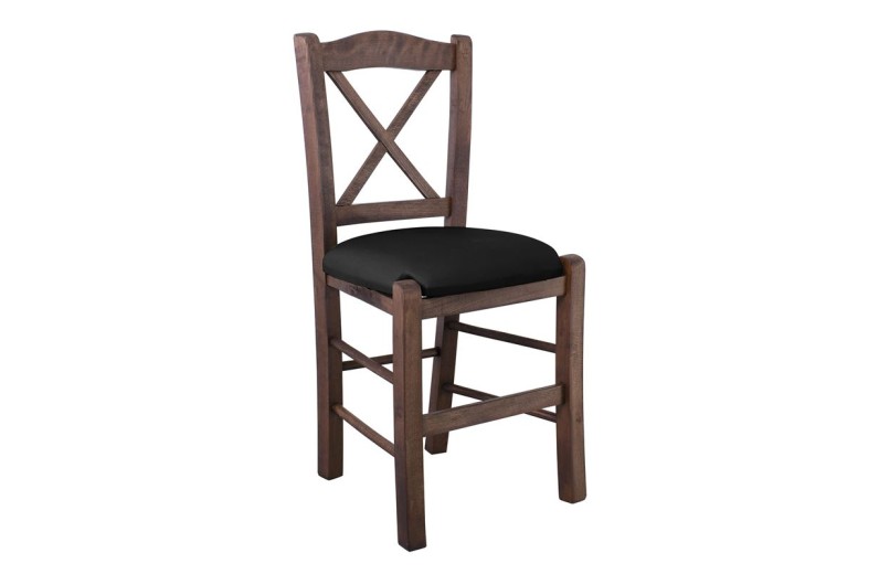 METRO Καρέκλα Οξιά Βαφή Εμποτισμού Καρυδί, Κάθισμα Pu Μαύρο Καρυδί