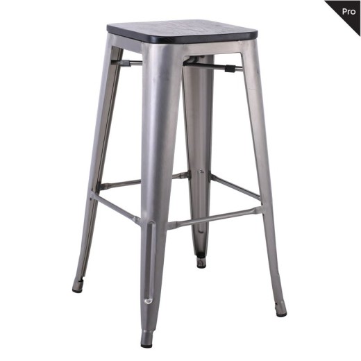 RELIX Wood Σκαμπό Bar-Pro, Απόχρωση Metal με Διακοσμητική Σκουριά, Απόχρωση Ξύλου Μαύρο Γκρι