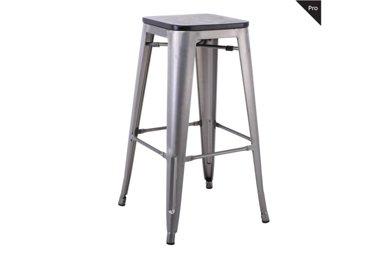 RELIX Wood Σκαμπό Bar-Pro, Απόχρωση Metal με Διακοσμητική Σκουριά, Απόχρωση Ξύλου Μαύρο Γκρι