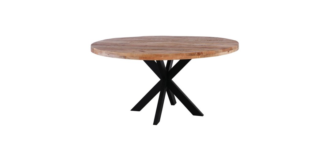 LIZARD Τραπέζι Τραπεζαρίας, Μέταλλο Βαφή Μαύρο, Ξύλο Mango Απόχρωση Φυσικό Μαύρο