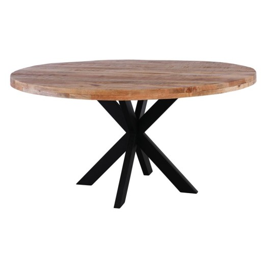 LIZARD Τραπέζι Τραπεζαρίας, Μέταλλο Βαφή Μαύρο, Ξύλο Mango Απόχρωση Φυσικό Μαύρο