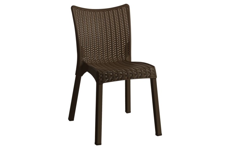 DORET Καρέκλα Στοιβαζόμενη PP  Καφέ Σκούρο, με πόδι αλουμινίου