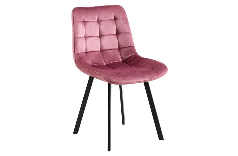 MYRIAM Καρέκλα Τραπεζαρίας, Μέταλλο Βαφή Μαύρο, Ύφασμα Velure Dirty Pink ( Συσκ.6 ) Μαύρο