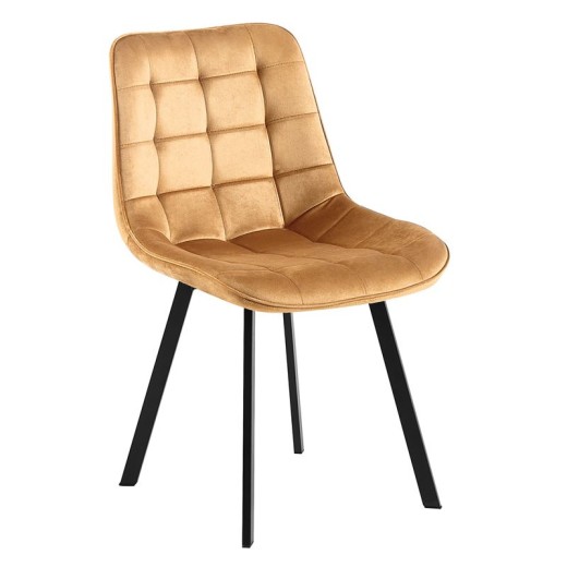 MYRIAM Καρέκλα Τραπεζαρίας, Μέταλλο Βαφή Μαύρο, Ύφασμα Velure Μπεζ ( Συσκ.6 ) Μαύρο