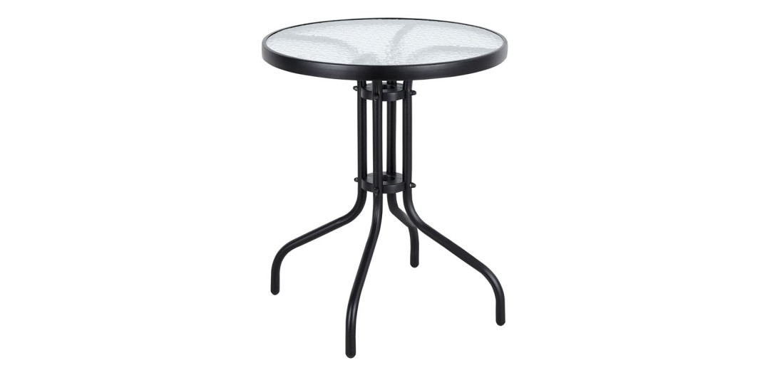 BALENO Τραπέζι Κήπου - Βεράντας, Μέταλλο Βαφή Ανθρακί, Γυαλί Tempered