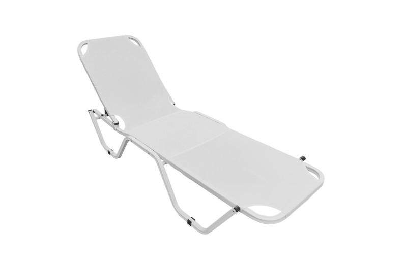 CRETA Ξαπλώστρα Αλουμινίου Άσπρο, Textilene Άσπρο, Στοιβαζόμενη