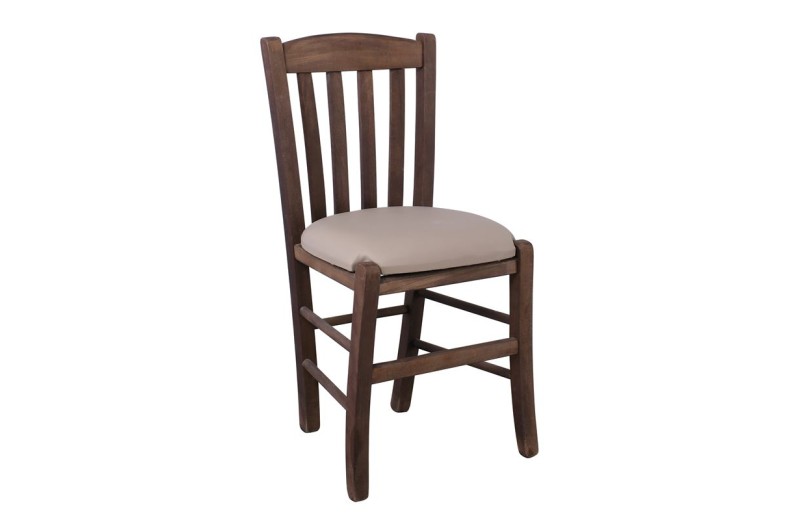 CASA Καρέκλα Οξιά Βαφή Εμποτισμού Καρυδί, Κάθισμα Pu Cappuccino Καρυδί