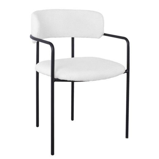 GILLAN Πολυθρόνα Μέταλλο Βαφή Μαύρο, Ύφασμα Teddy, Απόχρωση Άσπρο Άσπρο