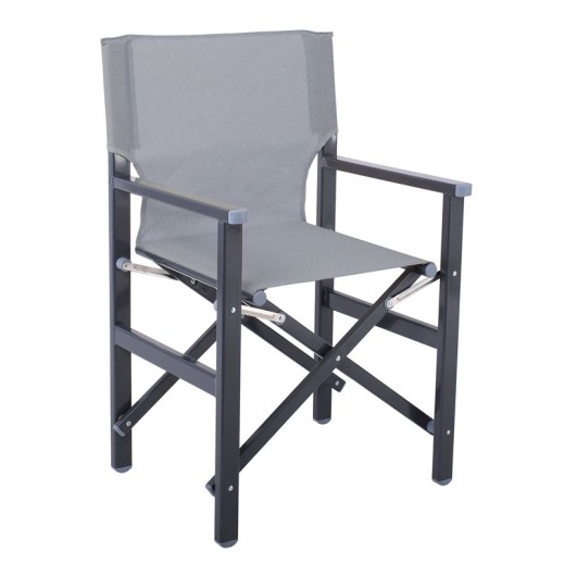 Σκηνοθέτη Πολυθρόνα, Αλουμίνιο Ανθρακί (1,2mm), Textilene Γκρι (Μονοκόμματο), Πτυσσόμενη Ανθρακί