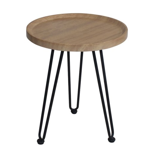 MATRIX Τραπεζάκι Σαλονιού Καθιστικού, Μέταλλο Βαφή Μαύρο, Ξύλο Φυσικό Μαύρο