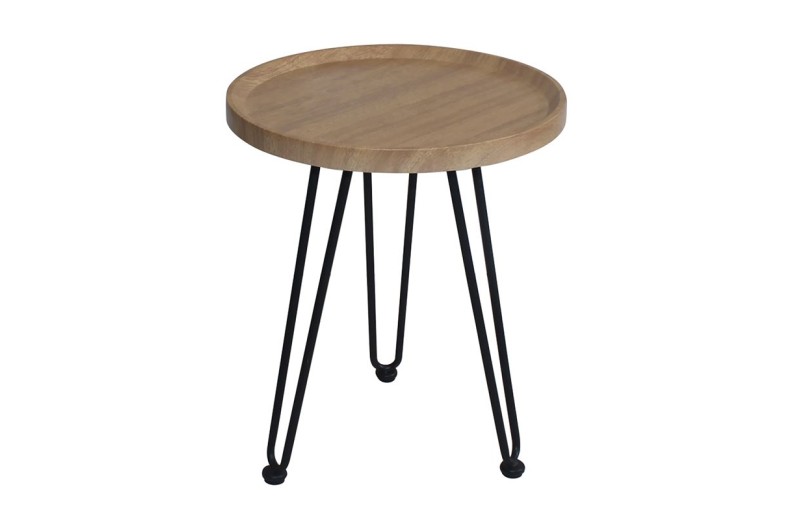 MATRIX Τραπεζάκι Σαλονιού Καθιστικού, Μέταλλο Βαφή Μαύρο, Ξύλο Φυσικό Μαύρο