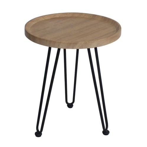 MATRIX Τραπεζάκι Σαλονιού Καθιστικού, Μέταλλο Βαφή Μαύρο, Ξύλο Φυσικό Μαύρο