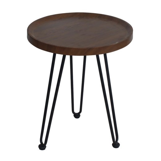 MATRIX Τραπεζάκι Σαλονιού Καθιστικού, Μέταλλο Βαφή Μαύρο, Ξύλο Καρυδί Καρυδί