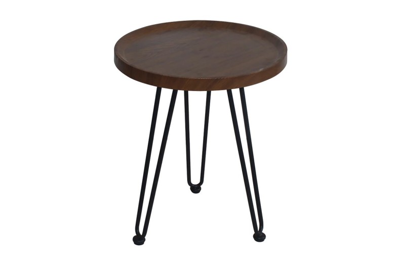 MATRIX Τραπεζάκι Σαλονιού Καθιστικού, Μέταλλο Βαφή Μαύρο, Ξύλο Καρυδί Καρυδί