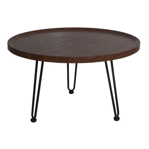 MATRIX Τραπεζάκι Σαλονιού Καθιστικού, Μέταλλο Βαφή Μαύρο, Ξύλο Καρυδί Καρυδί