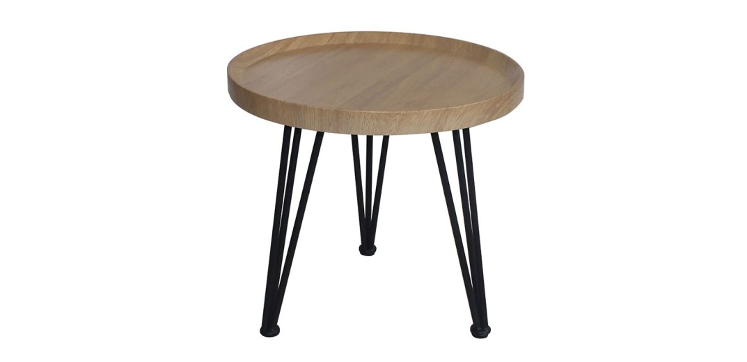 MATRIX Τραπεζάκι Σαλονιού Καθιστικού, Μέταλλο Βαφή Μαύρο, Ξύλο Φυσικό Μαύρο