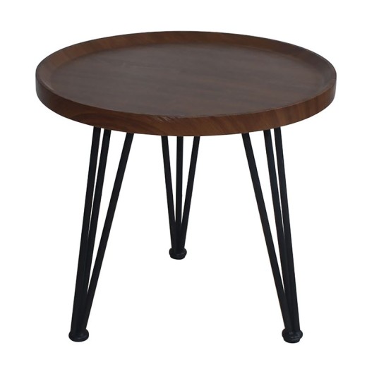 MATRIX Τραπεζάκι Σαλονιού Καθιστικού, Μέταλλο Βαφή Μαύρο, Ξύλο Καρυδί Καρυδί