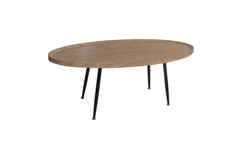 MATRIX Τραπεζάκι Σαλονιού Καθιστικού, Μέταλλο Βαφή Μαύρο, Ξύλο Φυσικό Μαύρο