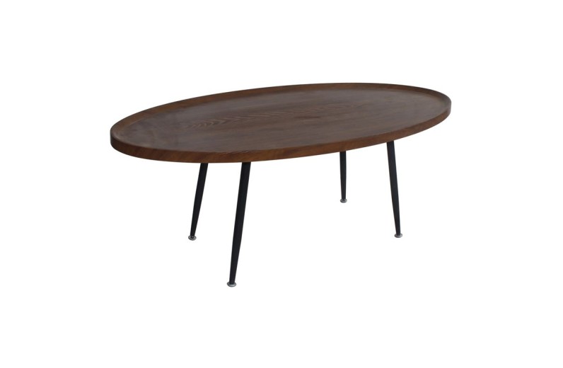 MATRIX Τραπεζάκι Σαλονιού Καθιστικού, Μέταλλο Βαφή Μαύρο, Ξύλο Καρυδί Καρυδί